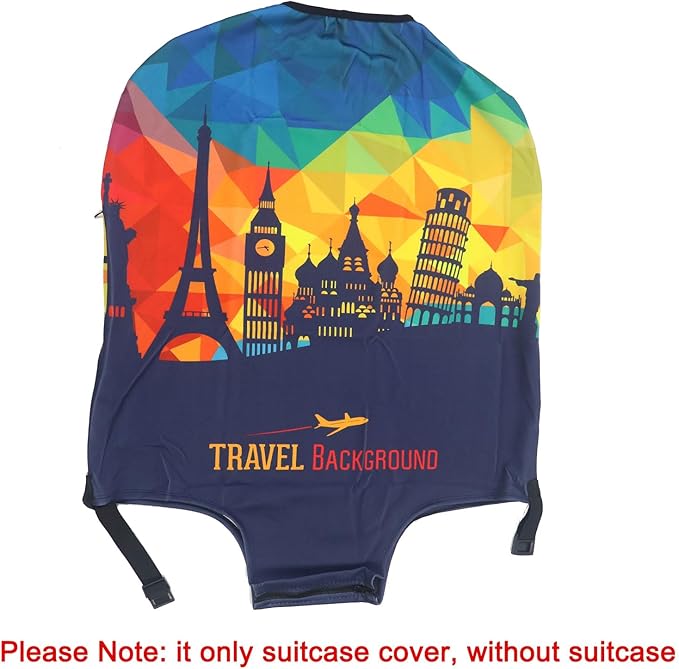 MosaiRudo Thicker Luggage Cover Elastic Suitcase Cover Protector Fits 18-32 Inch Suitcase Travel Accessories (Travel-4, L)