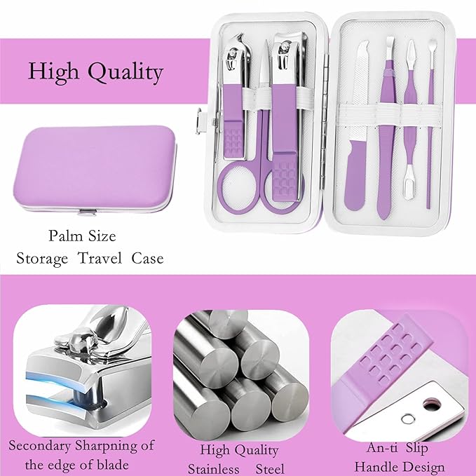 Manicure Set Women Nail Clipper Set Grooming Kit Pedicure Kit Finger Nail Clippers Grooming Kit Nail Tools Gift with Travel Case For Women Girls Friends Parents Gifts