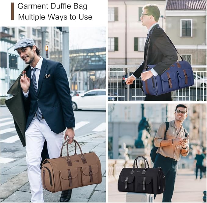 Modoker Garment Convertible Weekender Bag,Carry on Canvas Garment Duffle Bag Heavy Duty Overnight Bags for Men Women