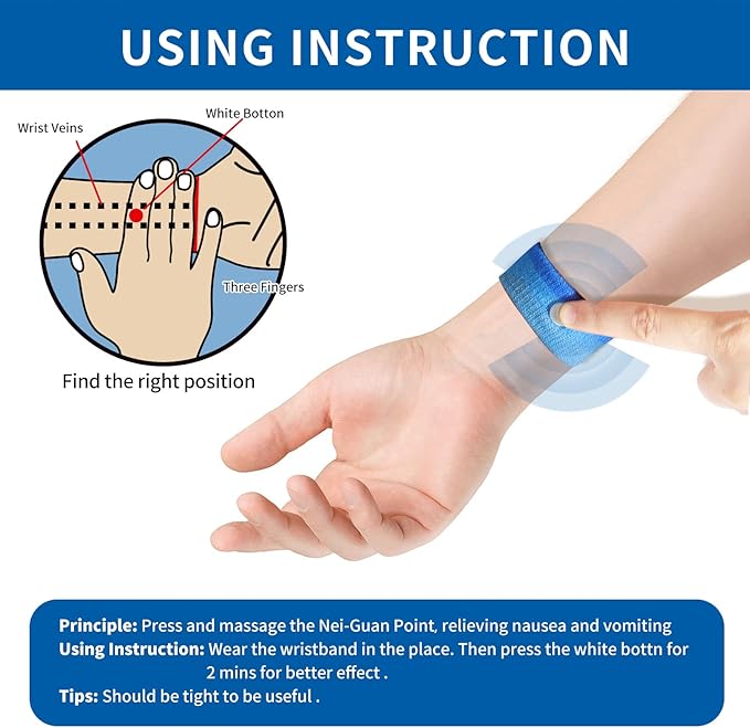 Motion Sickness Bands/Acupressure Nausea Wristband for Nausea,Sea Sickness Wristbands for Natural Relief of Morning Sickness,Dizziness, Motion Sickness(Car, Sea, Flying Travel Sickness)