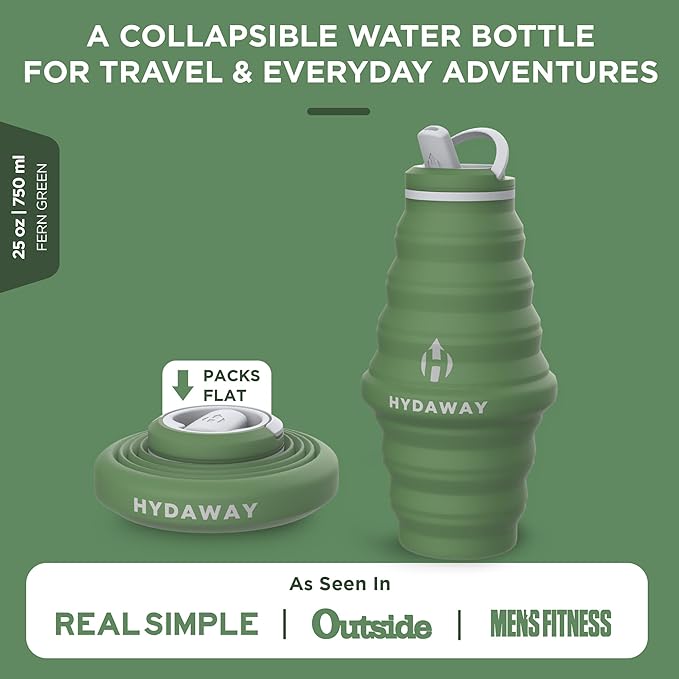 HYDAWAY 25oz Collapsible Water Bottle - BPA-Free, Leakproof, Lightweight, and Space-Saving - Perfect for Hiking, Travel, and All-Day Hydration