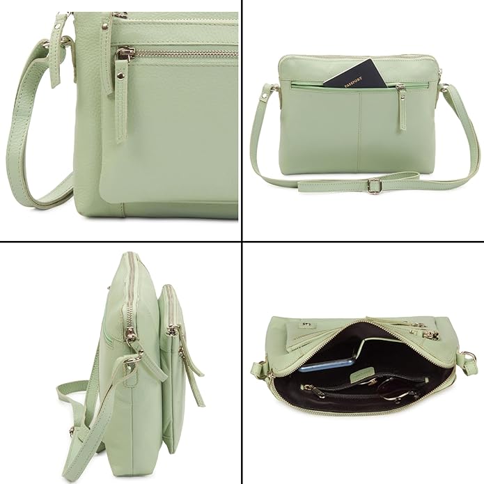 Wise Owl Accessories Small Soft Pebbled Real Leather Crossbody Handbags Purses Sling Crossover Shoulder Bag