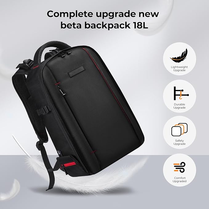 K&F Concept Camera Backpack for Photographers Large Waterproof Photography Camera Bag with Laptop/Tripod Compartment for Men Women Black Red