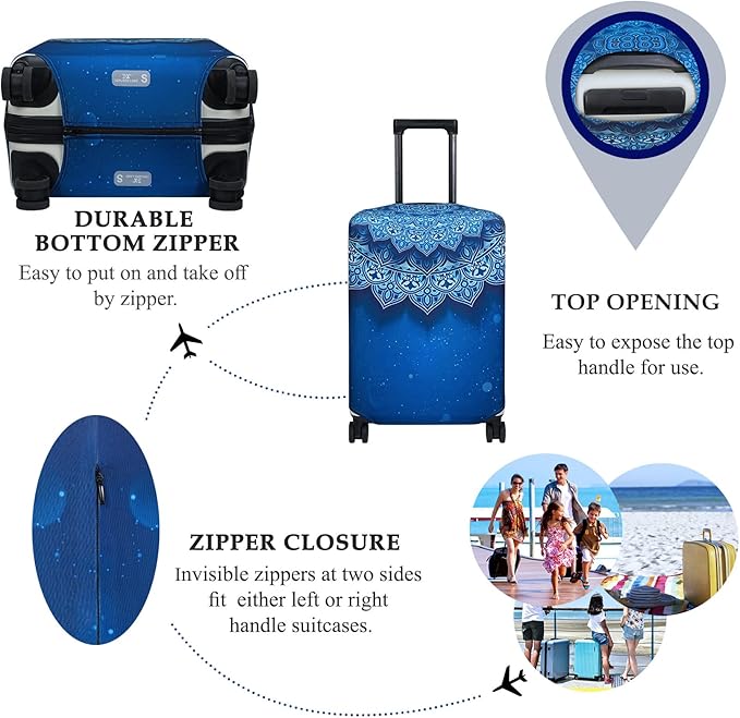 Explore Land Travel Luggage Cover Suitcase Protector Fits 31-32 Inch Case (Blue Violets, XL)