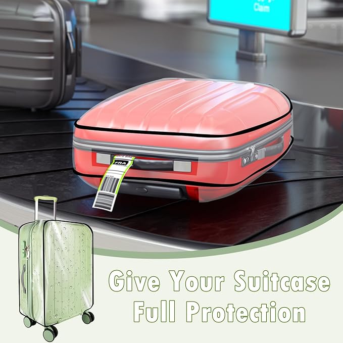 Thicken Clear Luggage Cover Protector, 24" PVC Luggage Covers for Suitcase Waterproof Dustproof Anti-scratch Travel Suitcase Covers Case for Wheeled Luggage