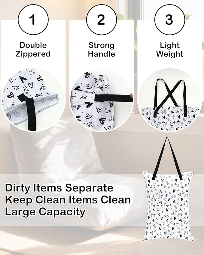 ALVABABY 2 Pack Large Wet Dry Bag Waterproof Hanging Cloth Diaper with Double Zippered Pockets 25x18 inches 2HL04