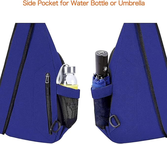 MOSISO Sling Backpack,Canvas Crossbody Hiking Daypack Bag with Anti-theft Pocket, Royal Blue