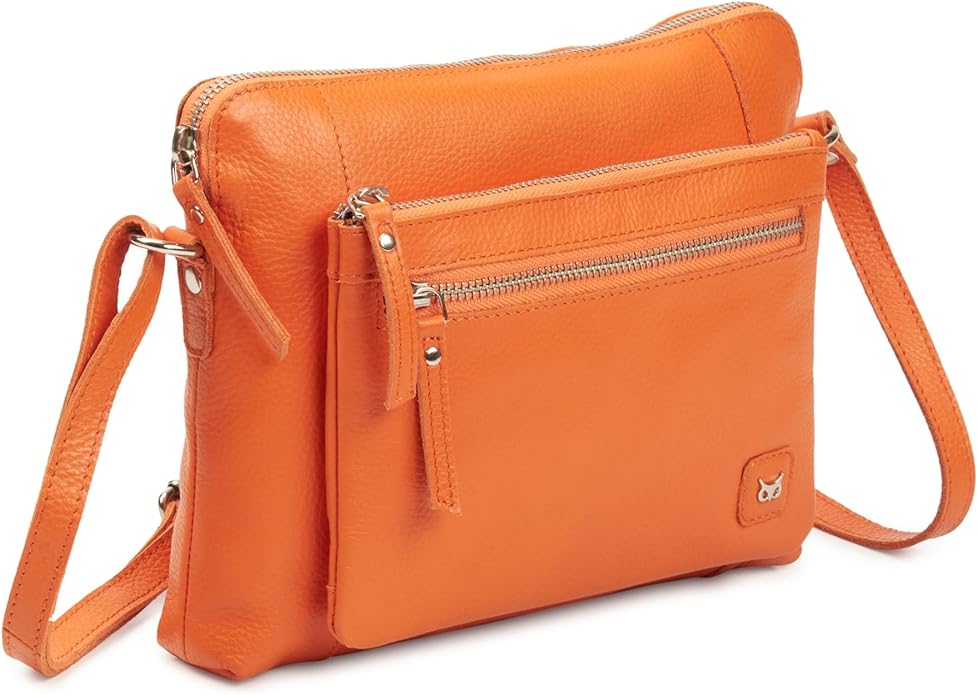 Wise Owl Accessories Small Soft Pebbled Real Leather Crossbody Handbags Purses Sling Crossover Shoulder Bag