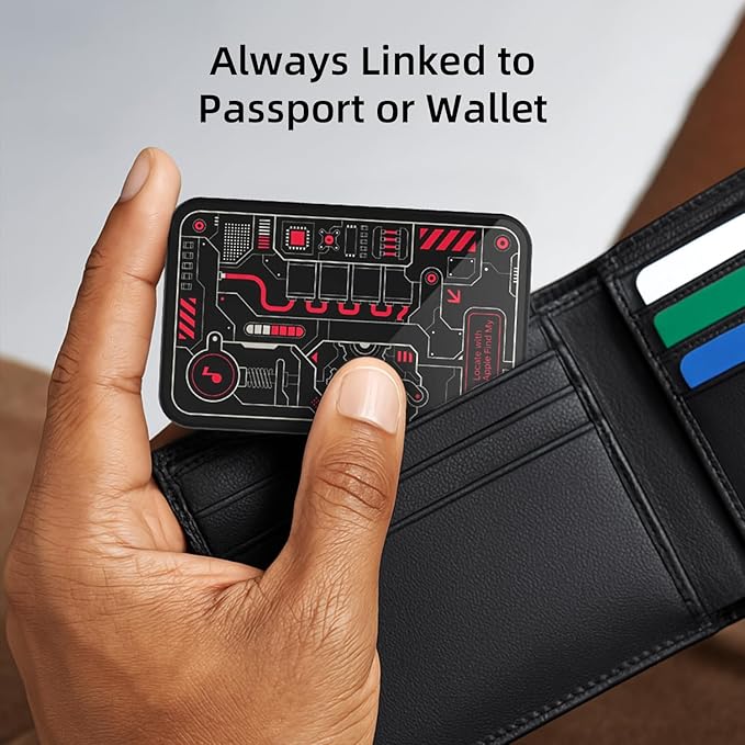 MFish Wallet Tracker Card, GPS Bluetooth Tracker, Air-Tag Works with Apple Find My (iOS Only), Solar-Powered Smart Card Wallet Finder, Item Locator for Backpack, Luggage Tags, Passports, Keys