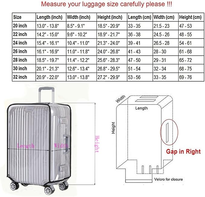 JenKin Luggage Protector Suitcase Cover PVC Waterproof Travel Suitcase Fits Most to 30"（30" (21.3" L x 13.4" W x 29.5" H)）