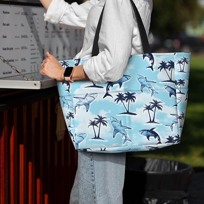Beach Bag for Women Beach Tote Bag Waterproof Sandproof Large Bags with Zipper Big Capacity for Vacation Travel
