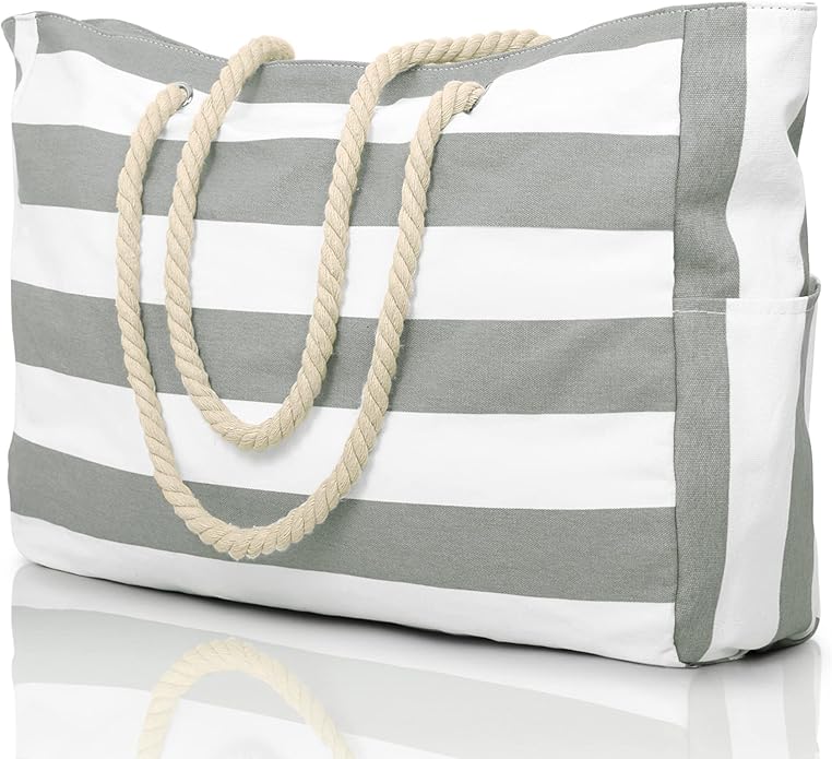Becokan Beach Bags for Women Large Waterproof Beach Tote Bag Zipper Beach Bags Waterproof Sandproof Swim Pool Bag Large Tote
