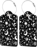 Luggage Tags for Suitcase,2 Pack Stars and Moons Luggage Tag with Privacy Flap,Name ID Label and Metal Loop for Women Men Girls Baggage Bag Backpack Instrument