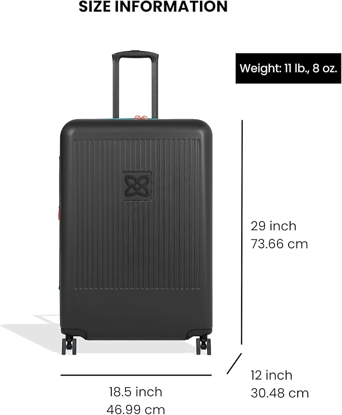 Sherpani Meridian, 29 Inch Travel Hardside Luggage, Durable Hardshell Luggage, Expandable Suitcase with 4 Double Spinner Wheels, Checked Luggage for Women (Chromatic)