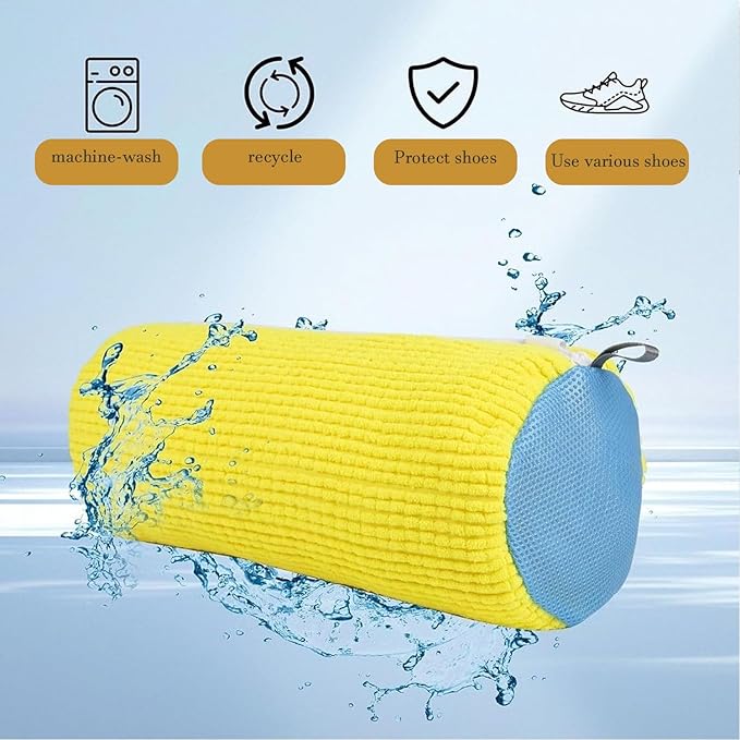 Shoe Cleaning Bags2-Pack Shoe Washing Machine Bags - Universal Laundry Shoe Cleaning Bags for Washer & Dryer, Fits All Shoe Types (Yellow)