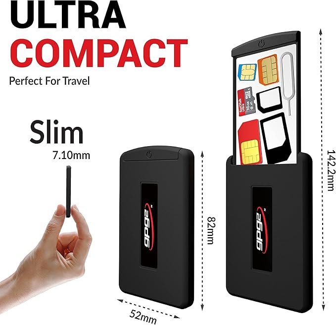 Mobile Safe Case for Travel, Hard Case & Compact Organizer for All SIM Types, Nano & Micro SD Cards, Adapters Kit & Removal Tool Included