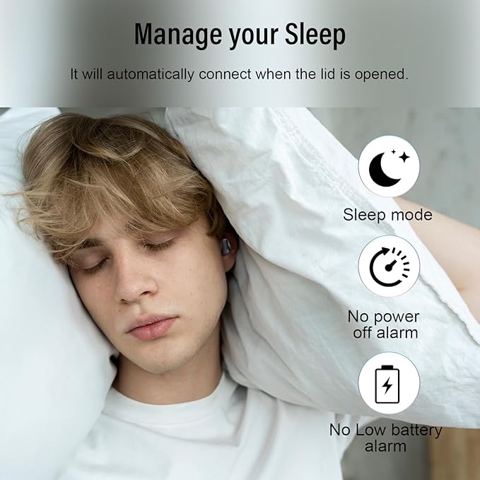 Sleep Earbuds Bluetooth 5.4 in Ear Light-Weight Headphones, Mini Sleep Headphones Small Design for Side Sleepers, 47H Playtime with Charging Case, Clear Calls Earphones, Light Blue