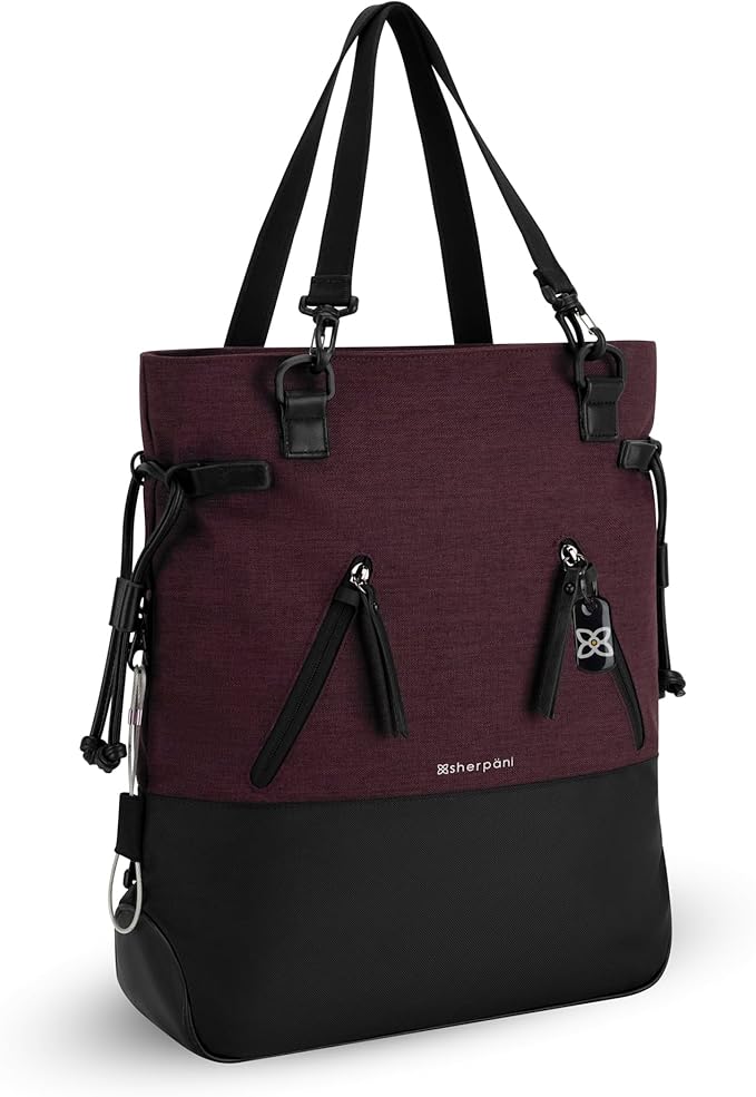Sherpani Tempest, Anti-Theft Convertible Backpack, Teacher Tote Bag, Travel Backpack for Women, Fits 15 Inch Laptop (No Sleeve) (Merlot)