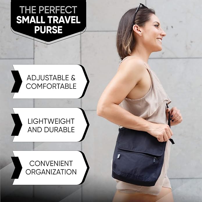 Peak Gear Crossbody Travel Purse with RFID Blocking Pocket and Lifetime Recovery Service. Nylon Shoulder Bag
