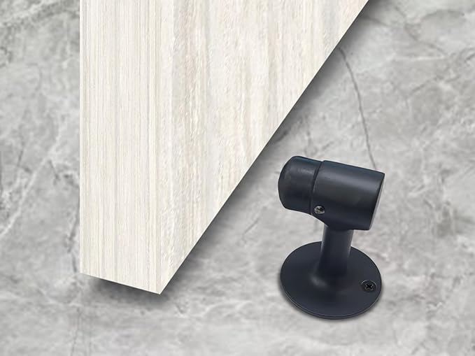 QCAA Solid Brass Door Stop, 3" Height, Matte Black, 1 Pack, Made in Taiwan