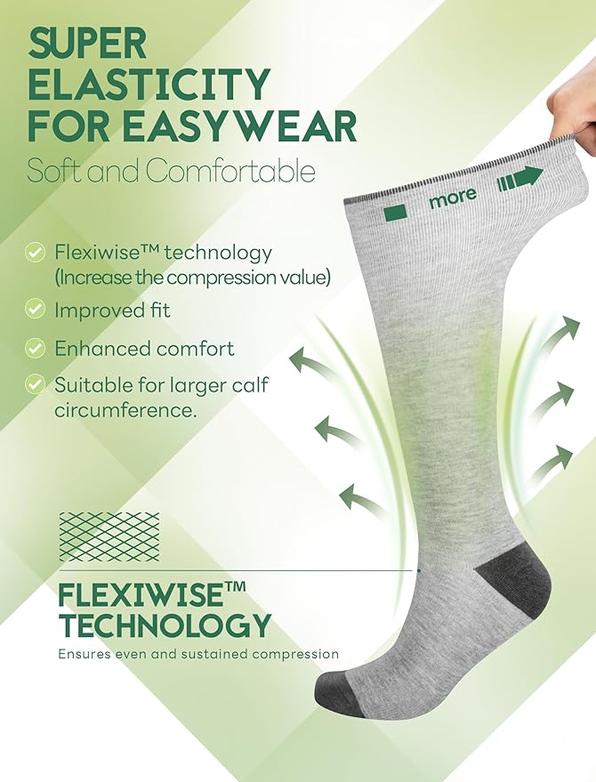 Bamboo Viscose Compression Socks for Women & Men (6 Pairs) 20-30 mmHg Knee High Support for Nurses Travel Pregnant