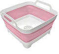 Collapsible Wash Basin 9L, Foldable Dish Tub with Drain Plug, Portable Collapsible Dish Basin, Camping Sink for Washing Dishes, Laundry & Kitchen Use (Pink)