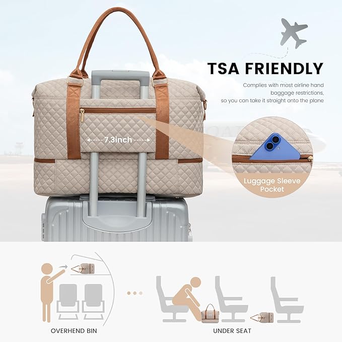 LOVEVOOK Travel Duffle Bag,Weekender Bags for Women with Shoe Compartment，Carry on Overnight Bag with Toiletry Bag,Gym Duffel Bag with Wet Pocket, Hospital Bags for Labor and Delivery