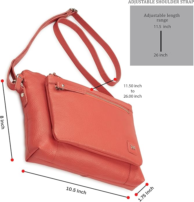 Wise Owl Accessories Small Soft Pebbled Real Leather Crossbody Handbags Purses Sling Crossover Shoulder Bag