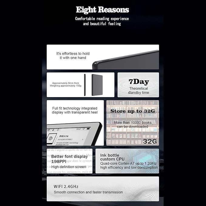 eReader 5.76 Inch Touchscreen ComfortLight, 16GB of Storage, Dark Mode Option Audiobooks Eye Friendly E Reader