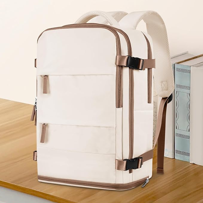 coowoz Travel Backpack For Women Men,Carry On Backpack,Hiking Backpack Outdoor Sports Rucksack Casual Daypack travel essentials(Beige Brown)