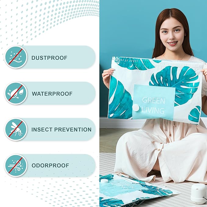 18 Pack Vacuum Storage Bags for Travel Clothing with High Pressure Electric Pump, 3 Sizes Large/Medium/Small Space Saver Bag Vacuum Sealed for Luggage Blankets, Vacuum Seal Bag for Bedding Comforters