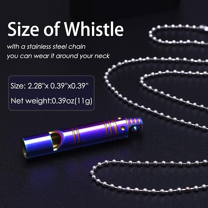 Whistle Emergency Titanium Whistle,Survival Loud Whistle Safety Whistle for Kids Women,EDC Signal Whistles Necklace