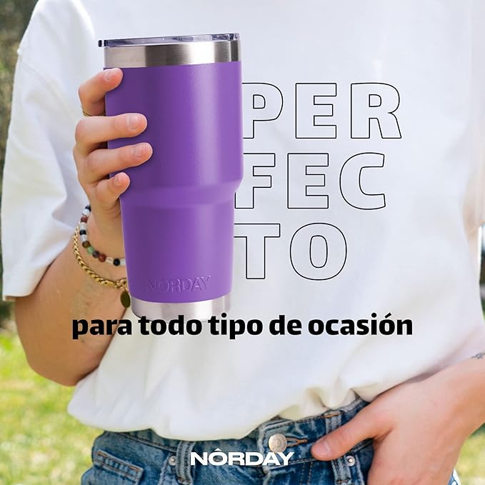 NORDAY | Tumbler with Lid - 30oz - Violet Insulated Tumbler - Stainless Steel Tumblers - Double Wall Vacuum Insulated Travel Coffee Mug for Car Cup Holder - Keeps Temperature for 24hr - Anti Spill Lid