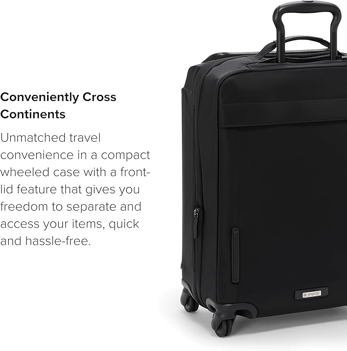 TUMI - Voyageur Leger 4 Wheeled Luggage - Women's Lightweight and Spacious, Sleek Silhouette, Durable Premium Suitcase - 21.8" Continental Expandable Carry-On, Black with Gunmetal Hardware