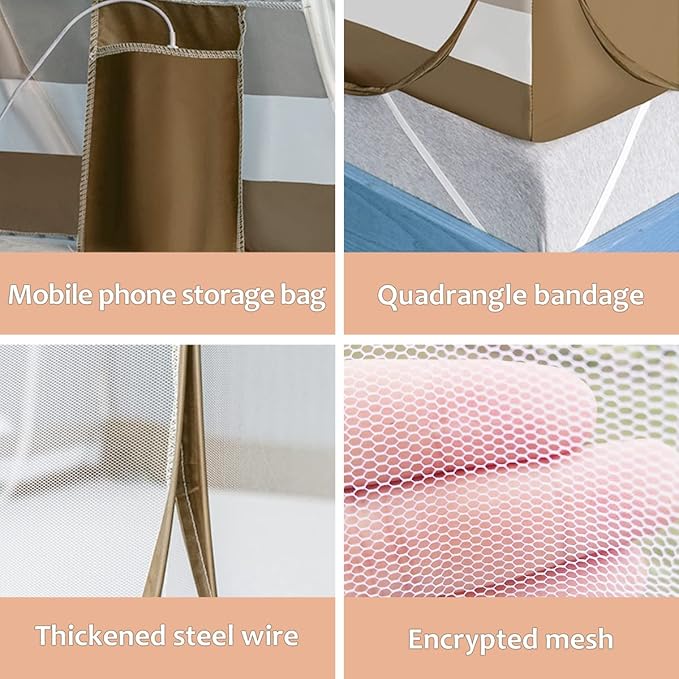 Jsanh Folding Mosquito Net Tent Canopy Curtains for Beds Pop Up Mosquito Net Tent King Size Portable Mosquito Netting with Bottom for Baby Adults(L80xW80XH62 inch