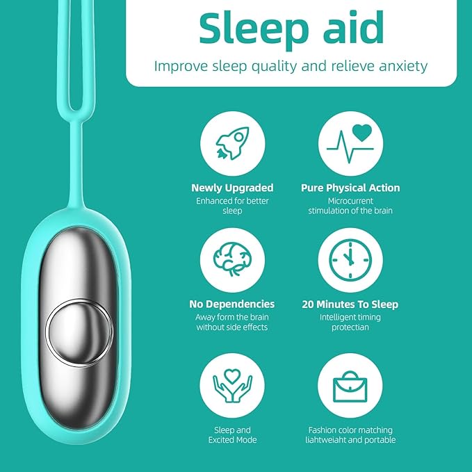 Sleep Aid Device, Micro-Current Sleep Instrument Anxiety Device, Portable Rechargeable Sleep Aid for Anxiety and Insomnia (Green)
