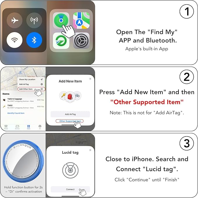 2025 New [Apple MFi Certified] (iOS Only) Air Tracker Tag-4 Pack, Bluetooth Tracker for Apple Find My, Replaceable Battery, Key Finder and Item Locator Smart Tag for Keys, Bags, Luggage, Pets, (Blue)