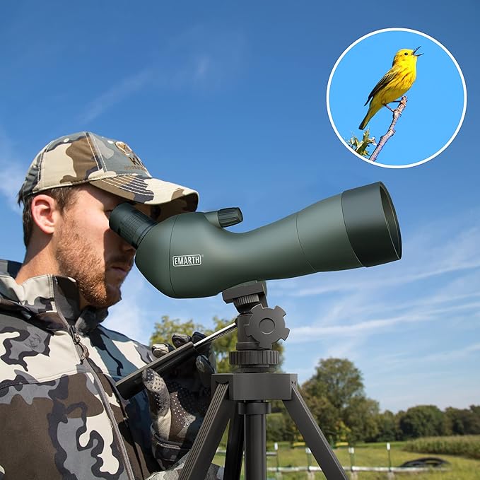 Emarth 20-60x60 Angled Spotting Scope for Target Shooting, Spotting Scope w/Tripod 14" Tabletop/Phone Adapter/Carry Bag, 1.37lb Spotter Scope, Ligth Waterproof Spotting Scopes for Hunting, Birding