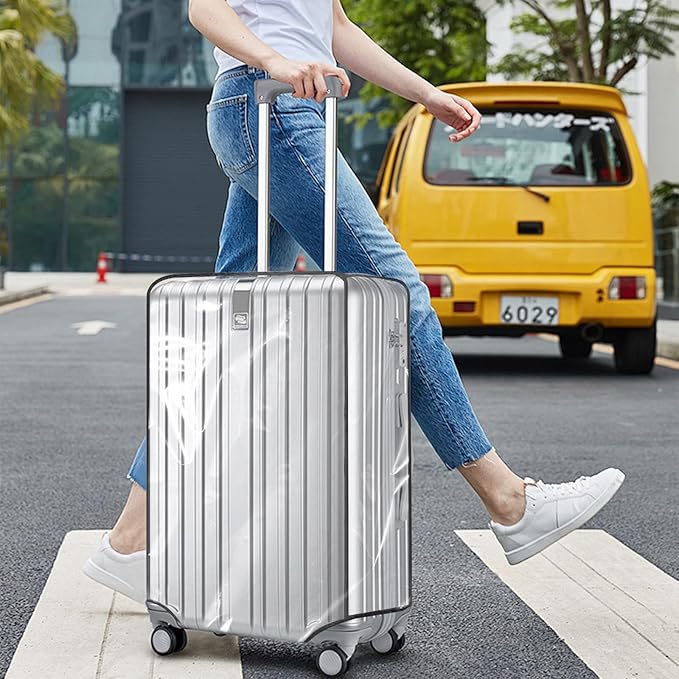 Clear PVC Luggage Cover, Waterproof Dustproof Anti-Scratch Suitcase Protector, Fits Wheeled Suitcases 18" 22" 24" 26" 28" 30" - Thicken Baggage Cover Case（20"）