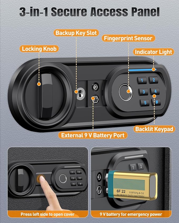 Uniclife 71 Position Key Box, Wall Mount Key Lock Box with Code and Key Lock, Fingerprint Key Cabinet with Anti-Theft Key Drop Slot & Keypad, Keys Safe for Office Hotel & Company