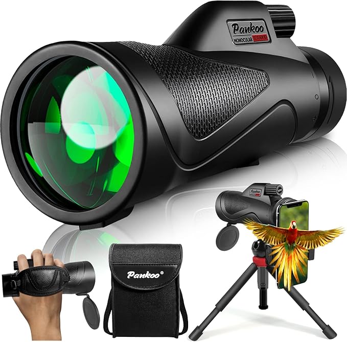 12x60 Monocular Telescope High Powered with Smartphone Adapter Tripod and Portable Bag, Larger Vision Monoculars for Adults with BAK4 Prism & FMC Lens, Suitable for Bird Watching Hiking Travel