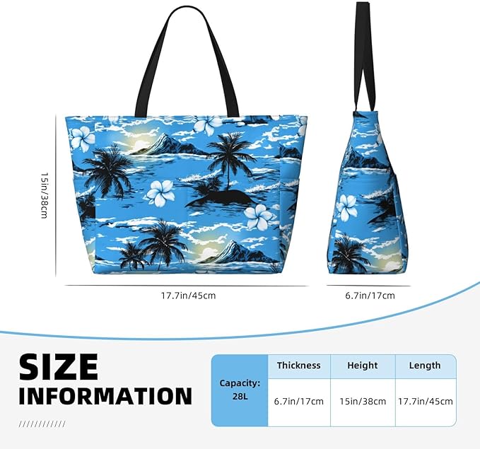 Beach Bag for Women Beach Tote Bag Waterproof Sandproof Large Bags with Zipper Big Capacity for Vacation Travel