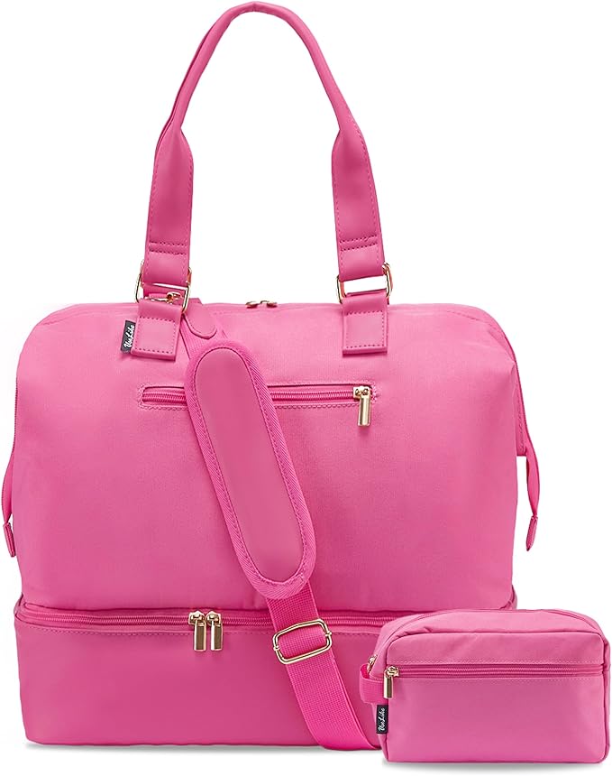 Weekender Bags for Women, Large Travel Duffel Bag with Shoes Compartment, Carry On Overnight Tote Bags with Toiletry Bags, Hospital Bags for Labor and Delivery