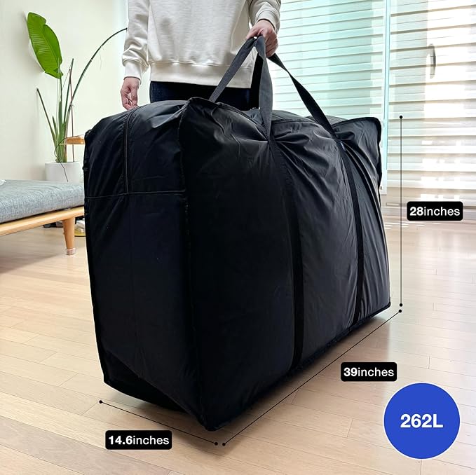 Plago Professional Quality Nylon Extra Large Duffel Bag, Lightweight Foldable Water Repellent, Cargo for Travel, Folding Bike, Tent Mattress Closet Storage (XXXL: 262L capacity (39""x28""x14.6""))