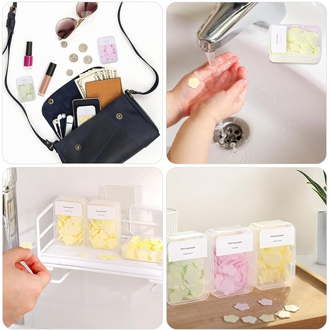 300pcs Portable Hand Washing Soap Sheets, Scented Mini Soap Sheets, Disposable Soluble Soap for Outdoor Travel, Camping, Hiking (Green)