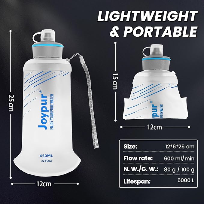 Water Filter Bottle Survival - 650/1000/2000ml Collapsible Water Bottle with NSF/FDA Certification with Filter Squeeze Water Filter Bottle Portable Water Filter Hiking Backpacking Camping