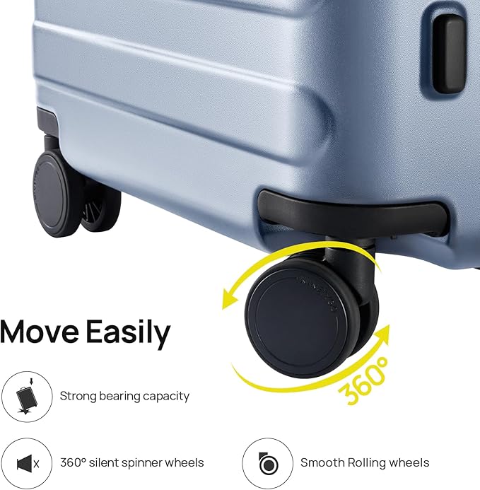 Carry on Luggage 22 X 14 X 9 Airline Approved, 20 Inch Luggage for 3-5 Days Travel, Double Spinner Wheels, 100% Hardshell PC, TSA Lock (03-Shadow (Basic), Carry-On 20-Inch)