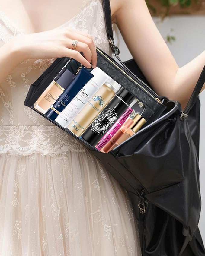 Clear Makup Bag, Clear Cosmetic Bags with Zipper Waterproof Small Travel Cosmetic Case Cute Make Up Pouch Mini Car Essentials for Women Travel Car Organizer
