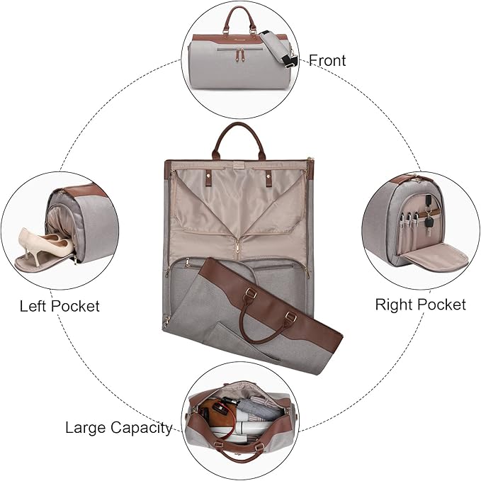 Modoker Carry on Garment Bags for Travel, Convertible Garment Duffel Bag with Shoulder Strap for Men Women- 2 in 1 Hanging Suitcase Suit Travel Bags
