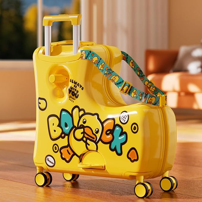 Kids' Lightweight Ride on Luggage with Spinner Wheels & Foldabe Design (Yellow Green Mint, 20"+ Aged 1-3 Toddler)